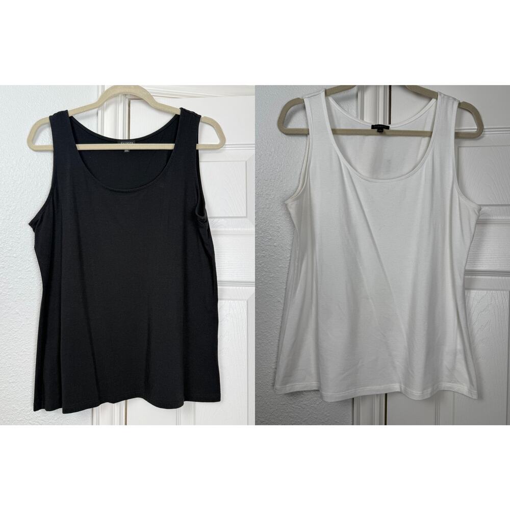 Talbots Tank Top Bundle Large Black White Stretch Layering Set